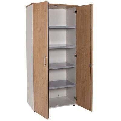 Armoire 2 Portes Linéo 4 Tablettes Métal H. 180 Chêne/blc - Simmob