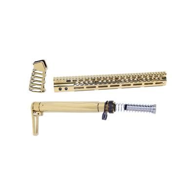 Guntec USA AR-15 Airlite Series Complete Furniture Set Gold Plated AIRLITE-SET-GP