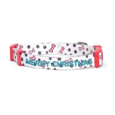 Christmas Personalized Dog Collar, Dog Christmas, Small, White