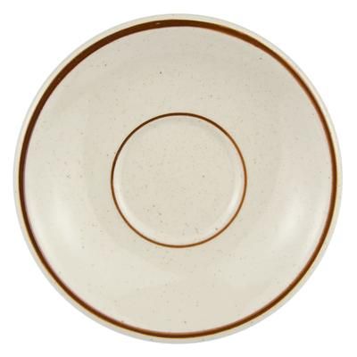 Libbey DSD-2 6" Round Desert Sand Saucer - Speckled, 2 Brown Bands, White