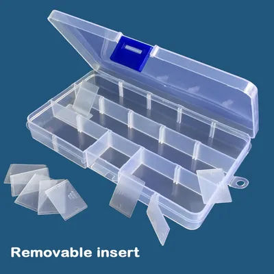 15 Grids Transparent Plastic Storage Organizer Compartment Adjustable Container Box For Jewelry Button Rectangle Box Case