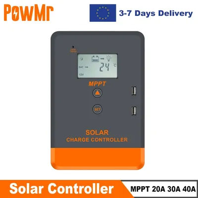 PowMr MPPT 40A 30A 20A Solar Charger Controller 12V 24V Solar Panels Regulator Charger for Lead Acid LifePO4 Lithium Battery