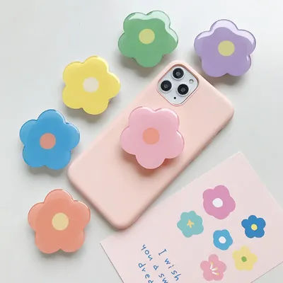 Cartoon Flower Finger Ring Holder Phone Socket Expanding Stand Phone Ring Grip For iPhone Samsung Mobile Phone Accessories