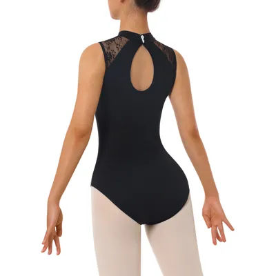 Women's Turtleneck Dance Ballet Leotard With Durable Lace,Water-drop Hollow Back