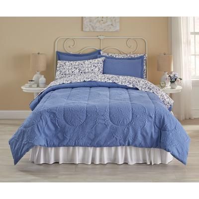 Microsculpt 7-Pc. Comforter Set by BrylaneHome in Blue (Size TWIN)