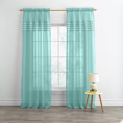 Wide Width BH Studio Sheer Voile Pleated Rod-Pocket Panel by BH Studio in Seaglass (Size 56" W 63" L) Window Curtain