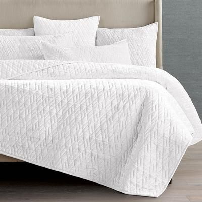 Marquette Velvet Quilted Bedding - White, Sham White, Euro White Sham - Frontgate