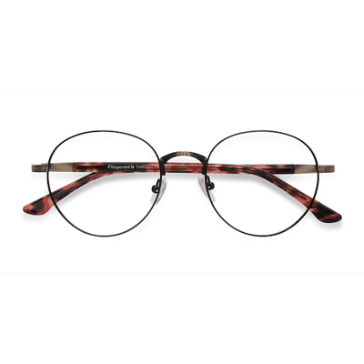 Unisex s round Matte Black and Tortoise Metal Prescription eyeglasses - Eyebuydirect s Fitzgerald