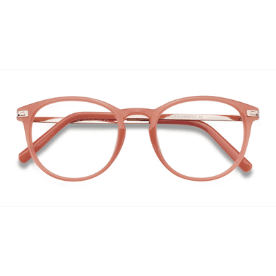 Female s round Pink Plastic, Metal Prescription eyeglasses - Eyebuydirect s Daphne