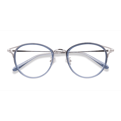 Female s round Blue Acetate, Metal Prescription eyeglasses - Eyebuydirect s Dazzle