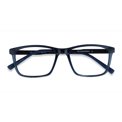 Unisex s rectangle Clear Blue Black Plastic Prescription eyeglasses - Eyebuydirect s Brad