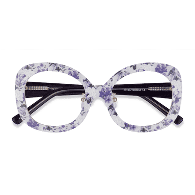 Female s horn Purple Floral Acetate,Metal Prescription eyeglasses - Eyebuydirect s Paeonia