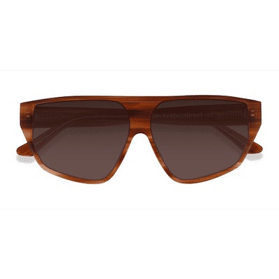 Unisex s aviator Striped Brown Acetate Prescription sunglasses - Eyebuydirect s Bruno