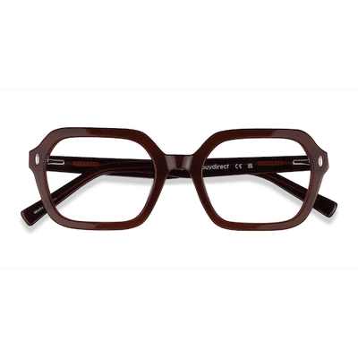 Unisex s rectangle Brown Acetate Prescription eyeglasses - Eyebuydirect s Lacquer