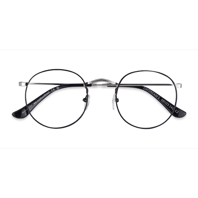 Unisex s round Black Silver Metal Prescription eyeglasses - Eyebuydirect s Daydream