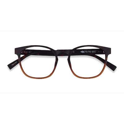 Unisex s square Matte Tortoise Brown Plastic Prescription eyeglasses - Eyebuydirect s Oakwood