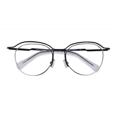 Unisex s browline Black Silver Metal Prescription eyeglasses - Eyebuydirect s Duo