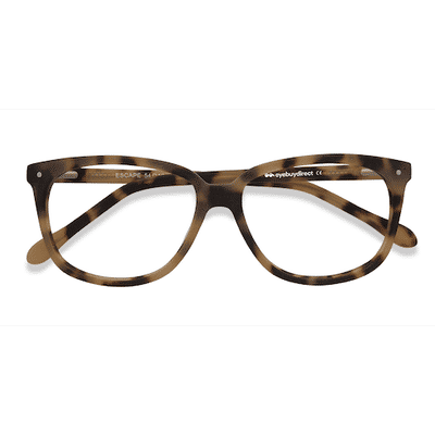 Unisex s rectangle Matte Tortoise Acetate Prescription eyeglasses - Eyebuydirect s Escape