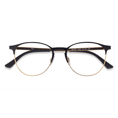 Unisex s round Black Gold Metal Prescription eyeglasses - Eyebuydirect s Ray-Ban RB6375