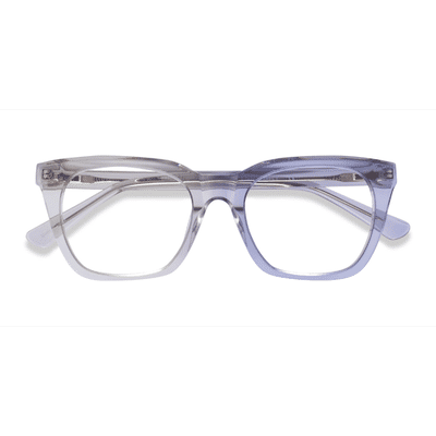 Unisex s square Clear Gray Acetate Prescription eyeglasses - Eyebuydirect s Lunar