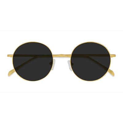 Unisex s round Yellow Metal Prescription sunglasses - Eyebuydirect s Sun Synapse
