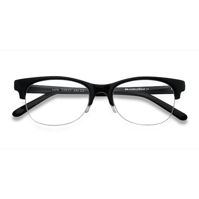 Unisex s oval Black Acetate Prescription eyeglasses - Eyebuydirect s Luna