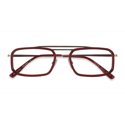 Male s rectangle Clear Red Gold Acetate,Metal Prescription eyeglasses - Eyebuydirect s Watson
