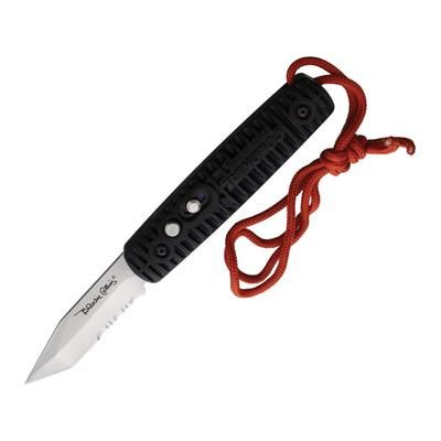 Colonial Auto Ranger Button Lock Automatic Folding Knives 2.75in Partially Serrated Tanto Blade Black Handle COL106