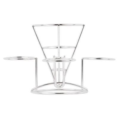 GET 4-96283 4 1/4" Round Wire Fry Cone Basket w/ 3 Condiment Holders - 6"H, Stainless Steel, 6" Height, Silver