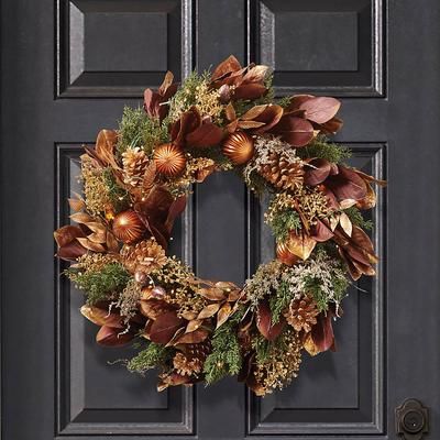 Magnolia Metallic & Pine Cone Wreath - Frontgate