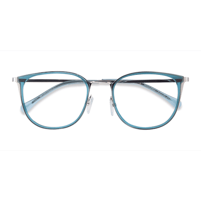 Unisex s square Clear Teal Gold Acetate,Metal Prescription eyeglasses - Eyebuydirect s Midland