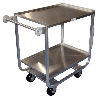 Winholt UC-2-2133SS 2 Level Aluminum Utility Cart w/ 2800 lb Capacity, Raised Ledges, Silver