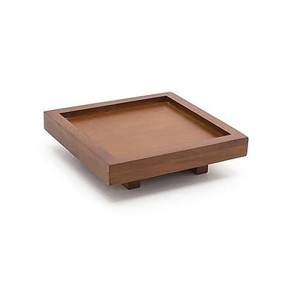 Front of the House RSD001RUW23 Square Serving Tray - 4 1/2" x 4 1/2" x 1 1/4", Rubberwood, Brown