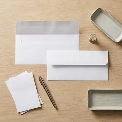 10 Square Flap Premium Envelopes, White | 50 pack