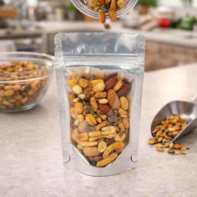XS Tall Silver Stand Up Zipper Pouch Bags with Clear Front - Holds 1 oz. to 2 oz. Size: 3 3/4" x 2 1/4" x 6 3/16" 100 Bags Pouches