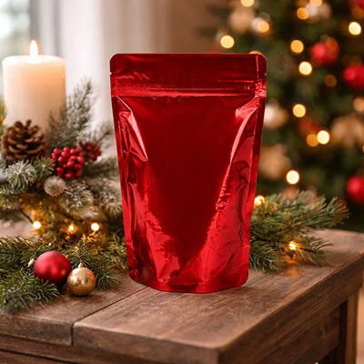 Medium Smell Proof Gusset Pouch Bags Metallic Red - High Barrier - Holds 4 oz. Size: 5 1/8" x 3 1/8" x 8 1/8" 100 Bags Pouches