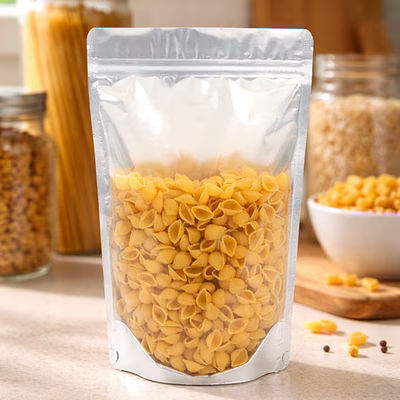 Large Silver Backed Stand Up Zipper Pouches with Clear Front - Holds 8 to 12 oz. Size: 6 3/4" x 3 1/2" x 11 1/4" 100 Bags Pouches