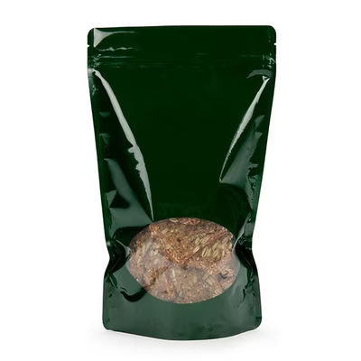 Large Heat Seal Pouch Bags Dark Green Window Very Durable - Holds 8 - 12 oz. Size: 6 3/4" x 3 1/2" x 11 1/4" 100 Bags Pouches