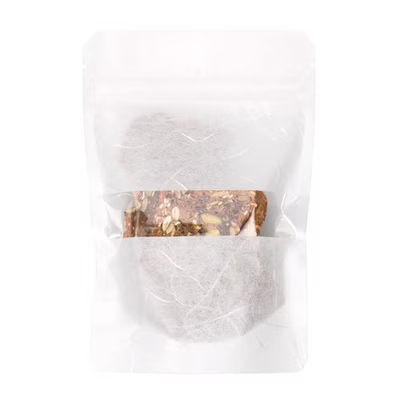 Small Trendy White Rice Paper Stand Up Zip Pouch Bags with Horizontal Window - Holds 2 oz. Size: 4" x 2 3/8" x 6" 100 Bags Pouches