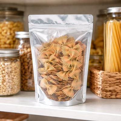 Medium Zipper Gusset Pouch Bags Clear & Silver Front with Black Back - Holds 4 oz. Size: 5 1/8" x 3 1/8" x 8 1/8" 100 Bags Pouches