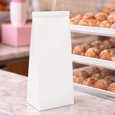 White Kraft Tin Tie Bags 1lb 4 1/4" x 2 1/2" x 10 1/2" 100 pack