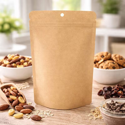 Kraft Eco Stand Up Pouch without Zipper 5 7/8" x 3 1/2" x 9 1/8" 100 pack