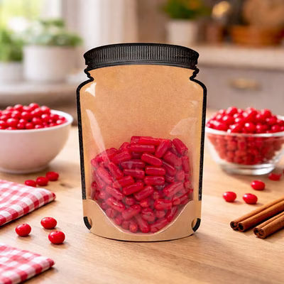 Cookie Packaging Clear Front Jar Shaped Pouches 5 1/8" x 3" x 8 1/8" 100 Pieces