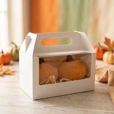 White Paper Handle Box w/ Window 7" x 4" x 4" 25 pack