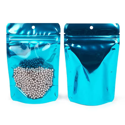 Aquamarine Backed Stand Up Pouch w/ Hang Hole 4" x 2 3/8" x 6" 100 pack