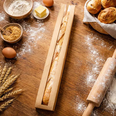 Kraft Bread Bags with Window 100 Pack 3 1/2" x 2 1/2" x 25" ClearBags