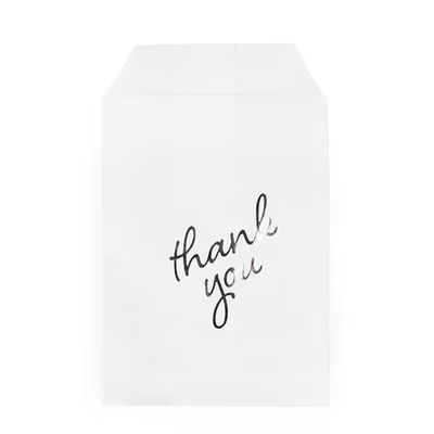 Paper Treat Bags Silver Thank You 3" x 5" 100 pack GPB35ST