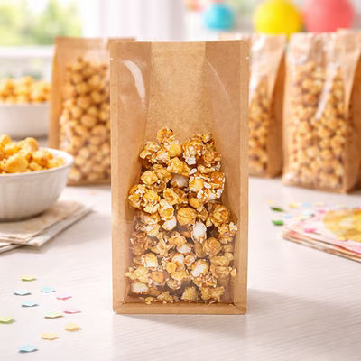 Kraft Backed Box Bottom Candy Bags 5" x 3" x 12" 100 pack
