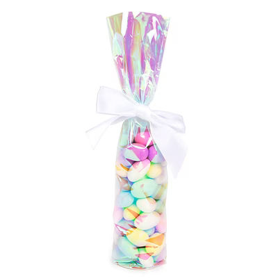 Iridescent Round Bottom Gusset Bags w/ Paper Base| 2? x 10? 50 pack RPBGH1