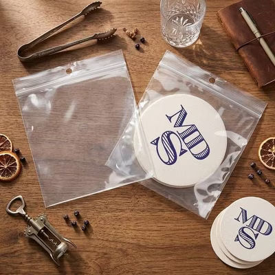 Crystal Clear Polyethylene Zipper Bags w/ Round Hang Hole 5" x 5" 100 Pack CEZR55